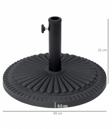 Cement Outdoor Garden Round Parasol Base Black