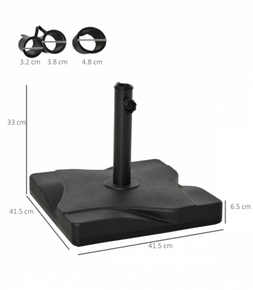 Garden Square Parasol Base Black Cement Outdoor 20kg 30mm 35mm 38mm 50.83cm