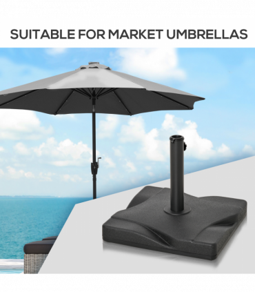 Garden Square Parasol Base Black Cement Outdoor 20kg 30mm 35mm 38mm 50.83cm