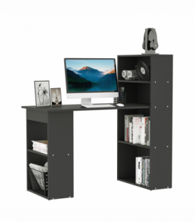 Computer Desk, 120Lx55Dx120H cm - Black, Space saving design, Particle board