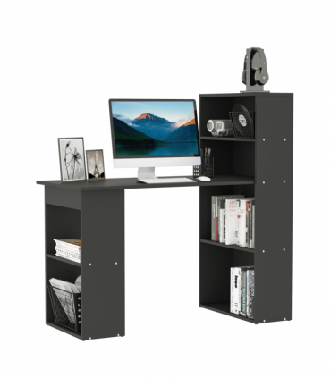 Computer Desk, 120Lx55Dx120H cm - Black, Space saving design, Particle board