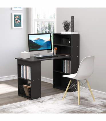 Computer Desk, 120Lx55Dx120H cm - Black, Space saving design, Particle board