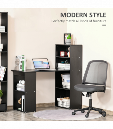 Computer Desk, 120Lx55Dx120H cm - Black, Space saving design, Particle board