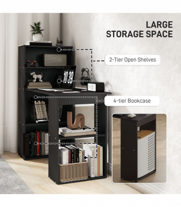 Computer Desk, 120Lx55Dx120H cm - Black, Space saving design, Particle board