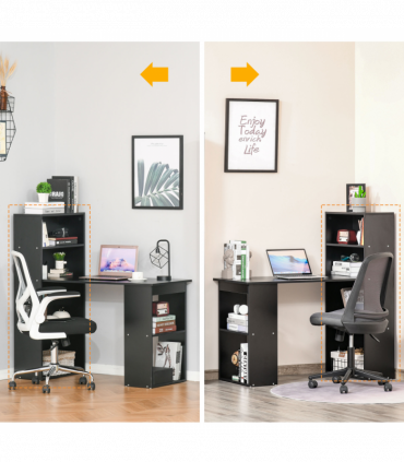 Computer Desk, 120Lx55Dx120H cm - Black, Space saving design, Particle board