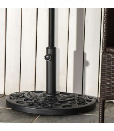  Half Round Parasol Base Weighted Umbrella Holder Stand Balcony Black