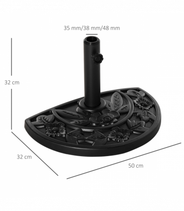  Half Round Parasol Base Weighted Umbrella Holder Stand Balcony Black