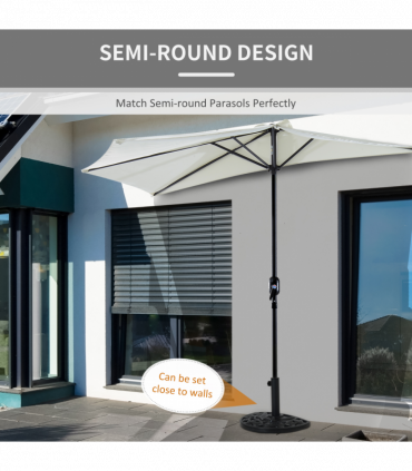  Half Round Parasol Base Weighted Umbrella Holder Stand Balcony Black