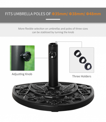  Half Round Parasol Base Weighted Umbrella Holder Stand Balcony Black