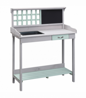 Outdoor Wooden Potting Table Bench Workstation Planting Shelves