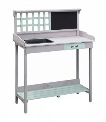 Outdoor Wooden Potting Table Bench Workstation Planting Shelves