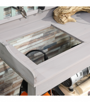 Outdoor Wooden Potting Table Bench Workstation Planting Shelves