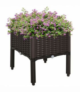 PP Raised Outdoor Garden Planter Box Brown 40cm x 40cm x 44cm Thick and rigid