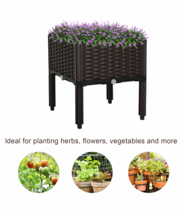 PP Raised Outdoor Garden Planter Box Brown 40cm x 40cm x 44cm Thick and rigid