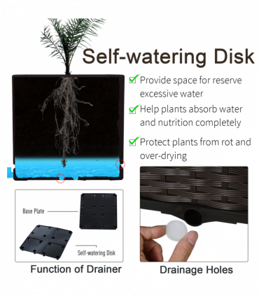 PP Raised Outdoor Garden Planter Box Brown 40cm x 40cm x 44cm Thick and rigid