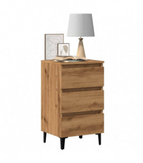 vidaXL Bed Cabinet with Metal Legs Artisan Oak 40x35x69 cm