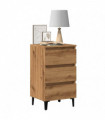 vidaXL Bed Cabinet with Metal Legs Artisan Oak 40x35x69 cm