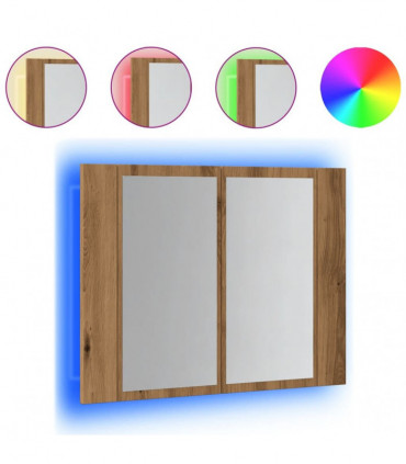 vidaXL LED Mirror Cabinet Artisan Oak 60x12x45 cm Engineered Wood