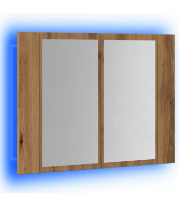 vidaXL LED Mirror Cabinet Artisan Oak 60x12x45 cm Engineered Wood
