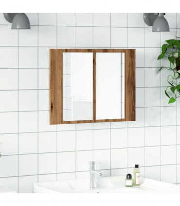 vidaXL LED Mirror Cabinet Artisan Oak 60x12x45 cm Engineered Wood