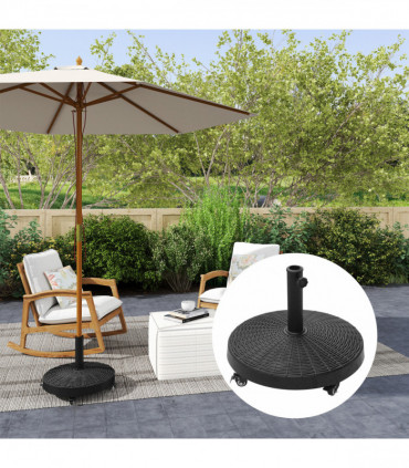 Resin Patio Umbrella Base Parasol Stand Weight Deck Holder w/ Wheels Outdoor