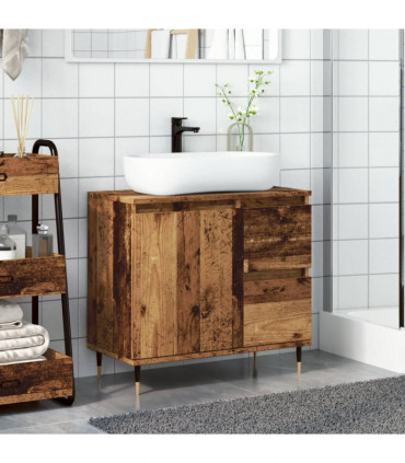vidaXL Bathroom Cabinet Old Wood 65x33x60 cm Engineered Wood