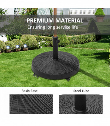 Resin Patio Umbrella Base Parasol Stand Weight Deck Holder w/ Wheels Outdoor