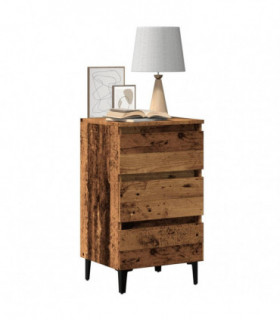 vidaXL Bed Cabinet with Metal Legs Old Wood 40x35x69 cm