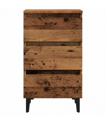 vidaXL Bed Cabinet with Metal Legs Old Wood 40x35x69 cm
