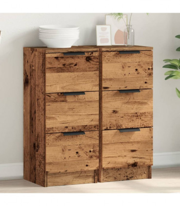 vidaXL Sideboards 2 pcs Old Wood 30x30x70 cm Engineered Wood