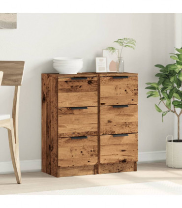 vidaXL Sideboards 2 pcs Old Wood 30x30x70 cm Engineered Wood