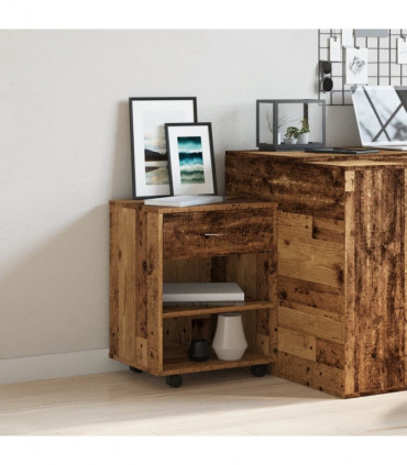 vidaXL Rolling Cabinet Old Wood 46x36x59 cm Engineered Wood
