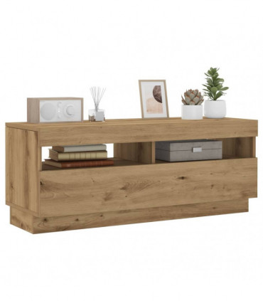 vidaXL TV Cabinet with LED Lights Artisian Oak 100x35x40 cm Engineered Wood