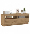 vidaXL TV Cabinet with LED Lights Artisian Oak 100x35x40 cm Engineered Wood