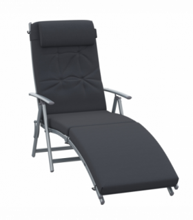 Steel Frame Outdoor Garden Padded Sun Lounger Black 137L x 63.5W x 100.5H