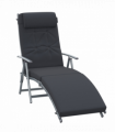Steel Frame Outdoor Garden Padded Sun Lounger Black 137L x 63.5W x 100.5H