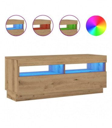 vidaXL TV Cabinet with LED Lights Artisian Oak 100x35x40 cm Engineered Wood