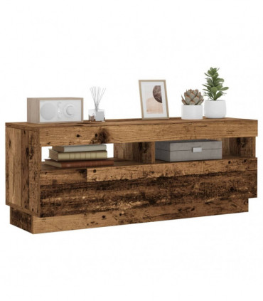 vidaXL TV Cabinet with LED Lights Old Wood 100x35x40 cm Engineered Wood
