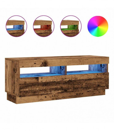 vidaXL TV Cabinet with LED Lights Old Wood 100x35x40 cm Engineered Wood