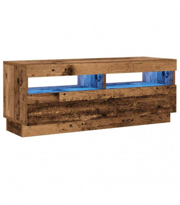 vidaXL TV Cabinet with LED Lights Old Wood 100x35x40 cm Engineered Wood