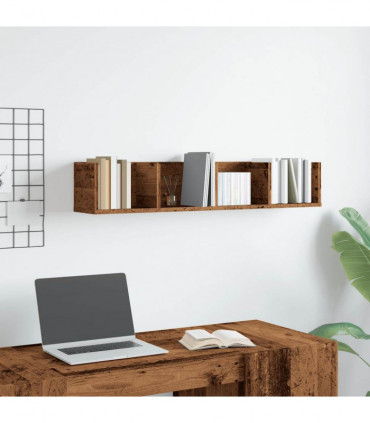 vidaXL CD Wall Shelf Old Wood 100x18x18 cm Engineered Wood