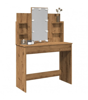 vidaXL Dressing Table with LED Lights Artisan Oak 96x40x142 cm