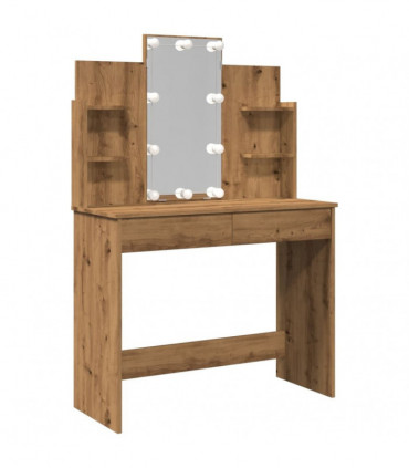 vidaXL Dressing Table with LED Lights Artisan Oak 96x40x142 cm