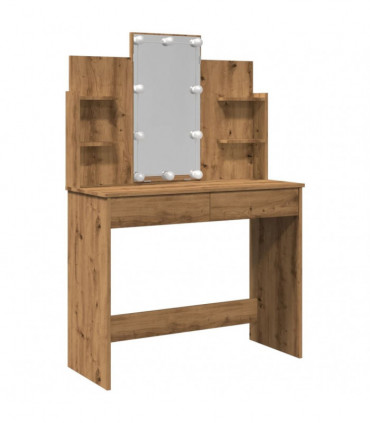 vidaXL Dressing Table with LED Lights Artisan Oak 96x40x142 cm