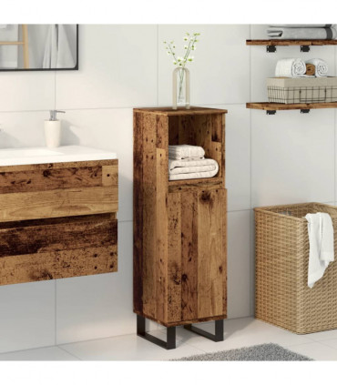 vidaXL Bathroom Cabinet Old Wood 30x30x100 cm Engineered Wood