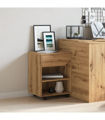 vidaXL Rolling Cabinet Artisan Oak 46x36x59 cm Engineered Wood