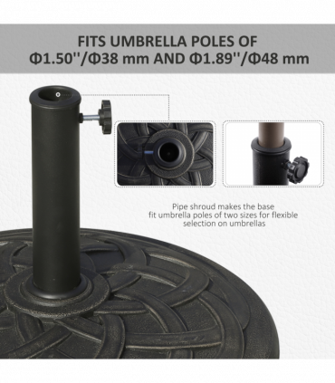 Resin-Bronze Umbrella Base for ?38mm and ?48mm Poles, 54.5 x 33H cm