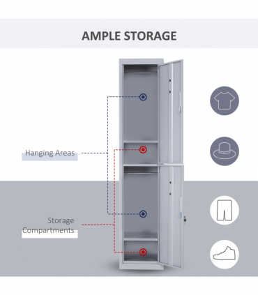 1.8m Locker Office Cabinet Storage Cold Rolled Steel  Storage Shelves Vinsetto