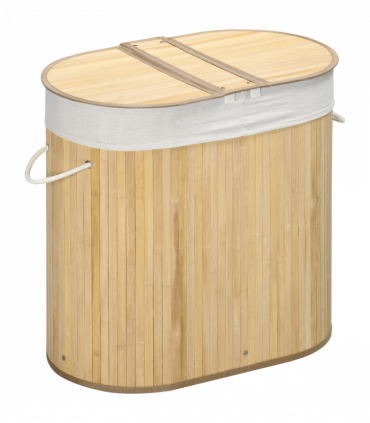 100L Bamboo Laundry Basket w/ 2 Compartments Washing Baskets Natural HOMCOM