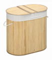 100L Bamboo Laundry Basket w/ 2 Compartments Washing Baskets Natural HOMCOM